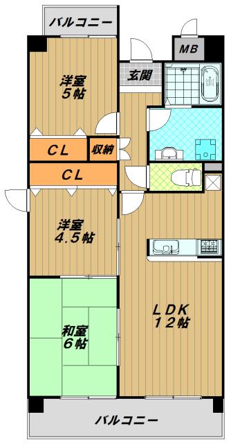 ホップス須磨(3LDK/4階)の間取り写真