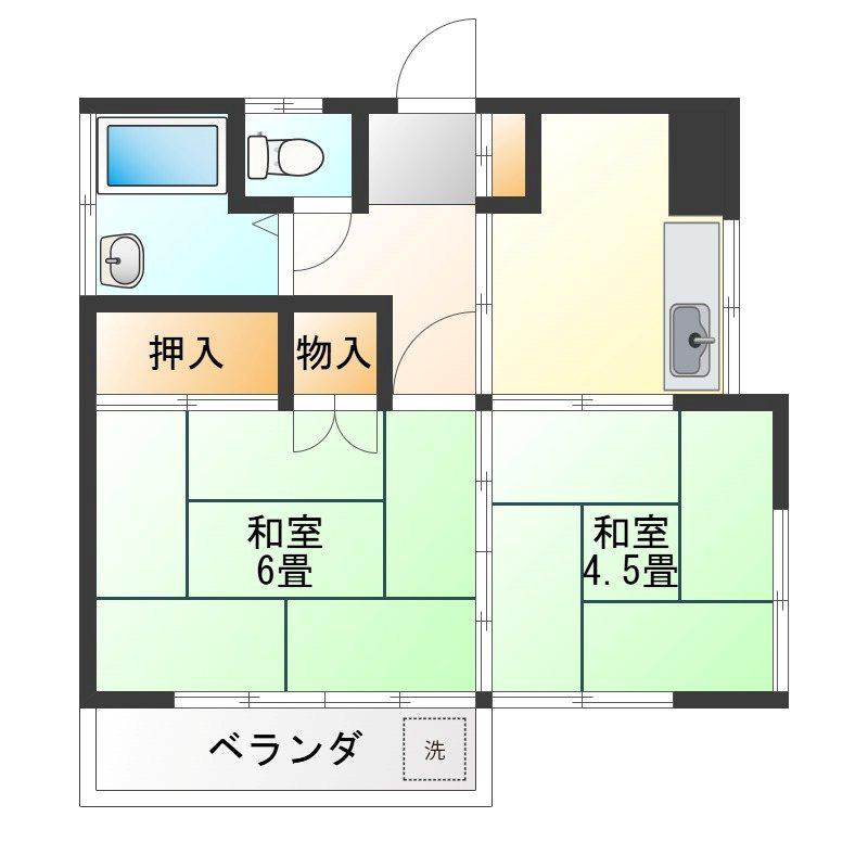 パールハイツ(2DK/2階)の間取り写真