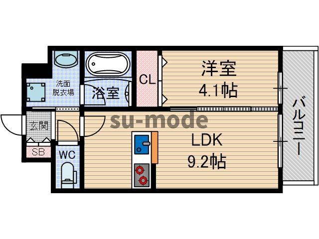 ビバス南茨木(1LDK/2階)の間取り写真