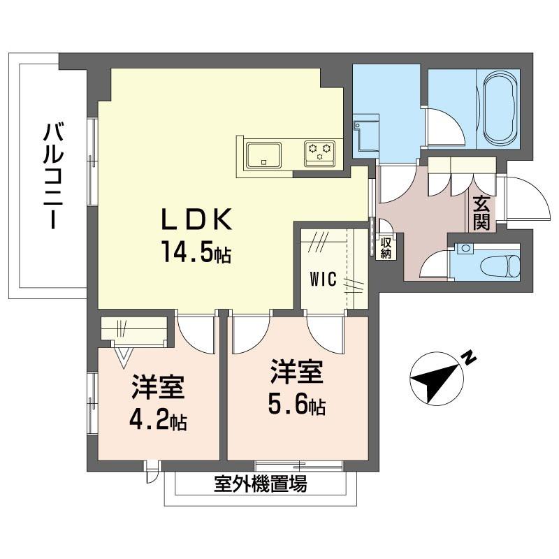 ベルカント(2LDK/3階)の間取り写真