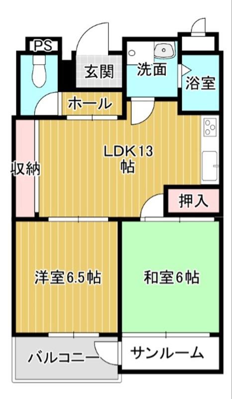 エクセルふたすぎ(2LDK/1階)の間取り写真
