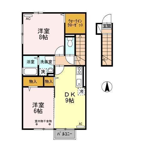 エルシオン手形(2DK/2階)の間取り写真