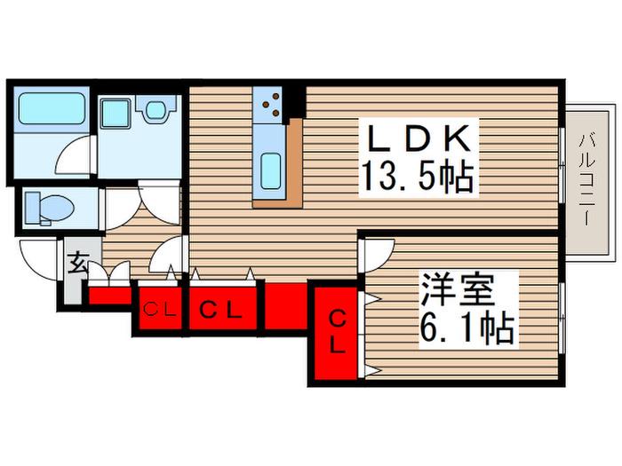 マノワール ルーエ(1LDK/1階)の間取り写真