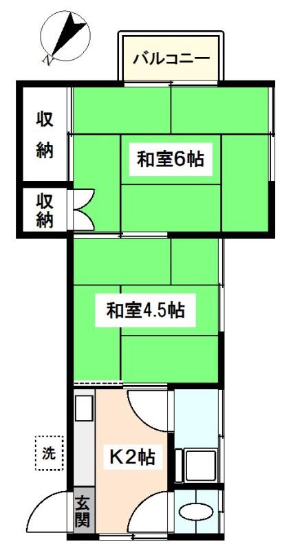 メゾン森(2K/2階)の間取り写真