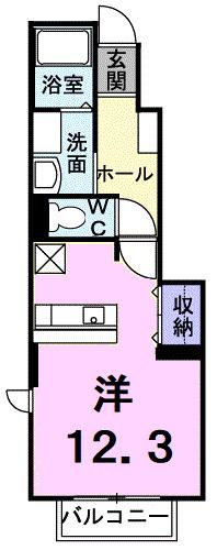 フリーデA(ワンルーム/1階)の間取り写真