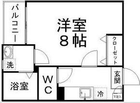 クレフラスト五橋駅東B(1K/1階)の間取り写真