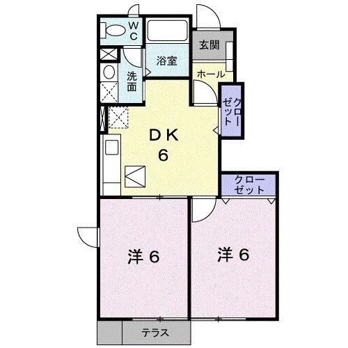 リビエール(2DK/1階)の間取り写真