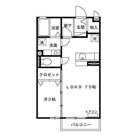 サンクレアIIIIII(1LDK/2階)の間取り写真