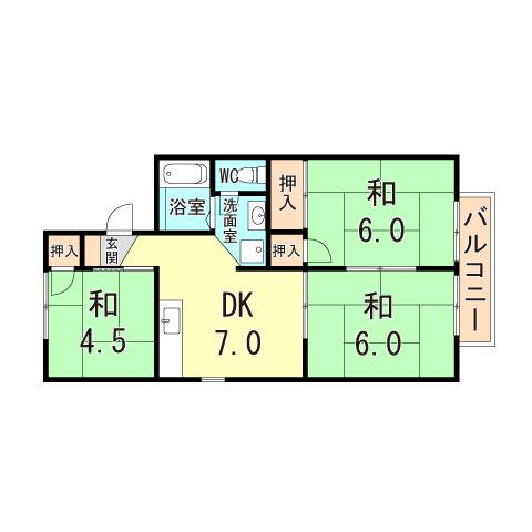 フジハイツ(3DK/2階)の間取り写真