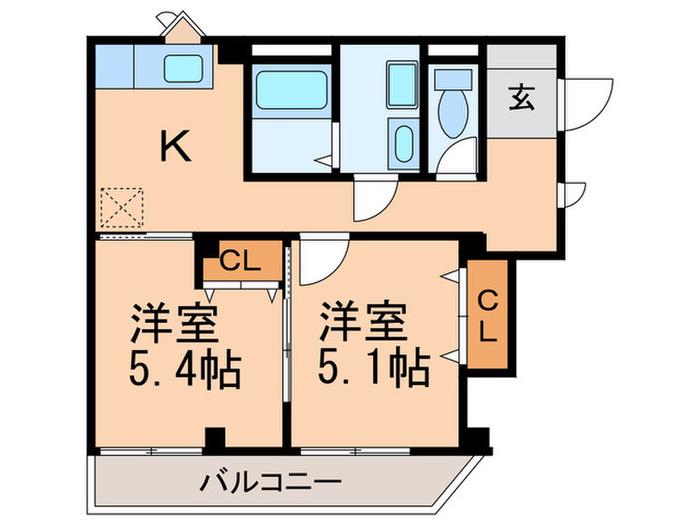 ラペシュ(2K/1階)の間取り写真