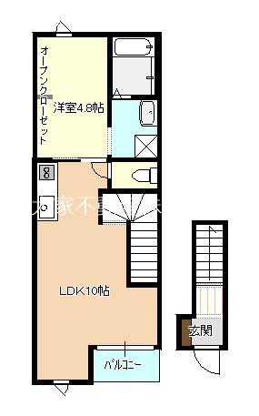 グランドヒルズ(1LDK/2階)の間取り写真