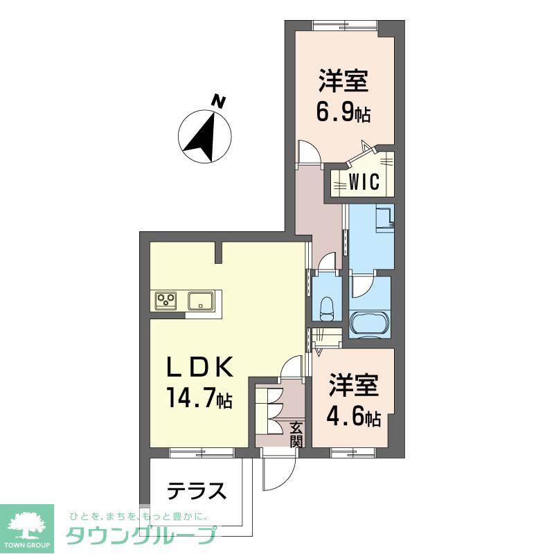 クレスト池田山(2LDK/1階)の間取り写真