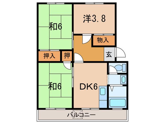 第1イワサキビル(3DK/3階)の間取り写真