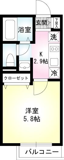 キングリーコート菊名(1K/1階)の間取り写真