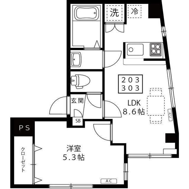 ラ・フォート南千住(1LDK/2階)の間取り写真