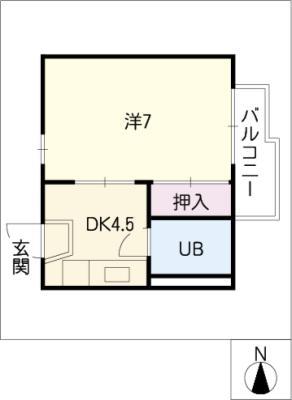 OBAZUKA5 YOU YOUC棟(1DK/2階)の間取り写真