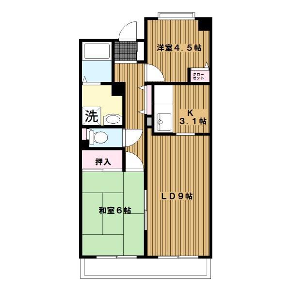 ハイランド磯子(2LDK/3階)の間取り写真