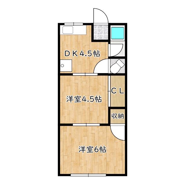 第二末広荘(2DK/2階)の間取り写真