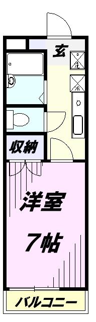 所沢コスモハイツ(1K/1階)の間取り写真