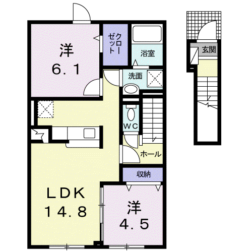 エル・プレシオーソ(2LDK/2階)の間取り写真