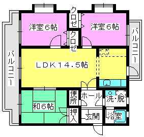 サクスィードハウジング(3LDK/4階)の間取り写真