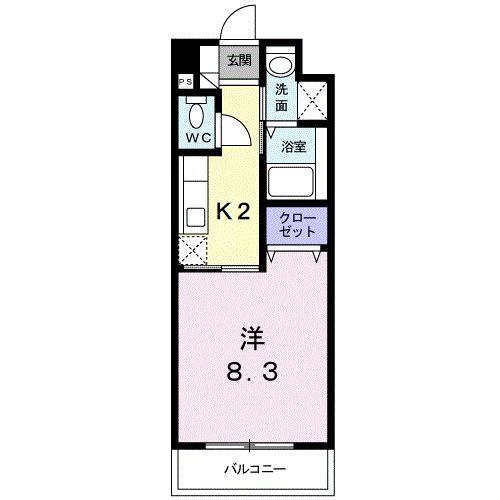 ヴィラ ルミノーソ C(1K/3階)の間取り写真