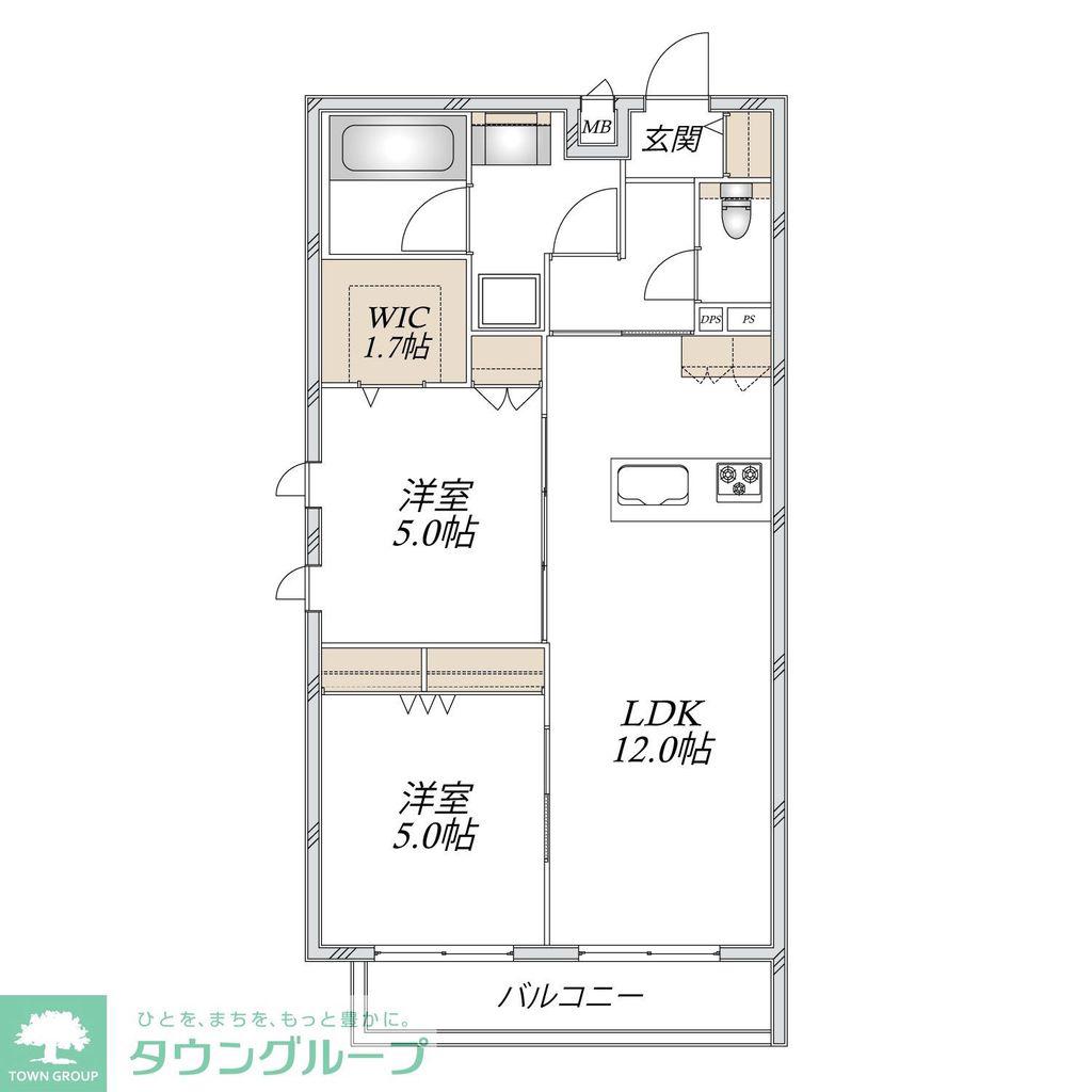 生田1丁目メゾン(2LDK/2階)の間取り写真