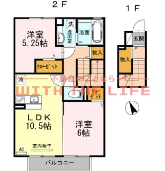 メビウスレーベン(2LDK/2階)の間取り写真