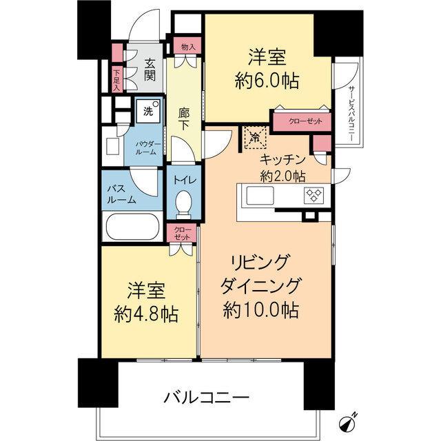 シティハウス蕨ステーションコート(2LDK/2階)の間取り写真