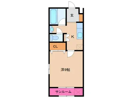 メゾンピュアII(1K/1階)の間取り写真