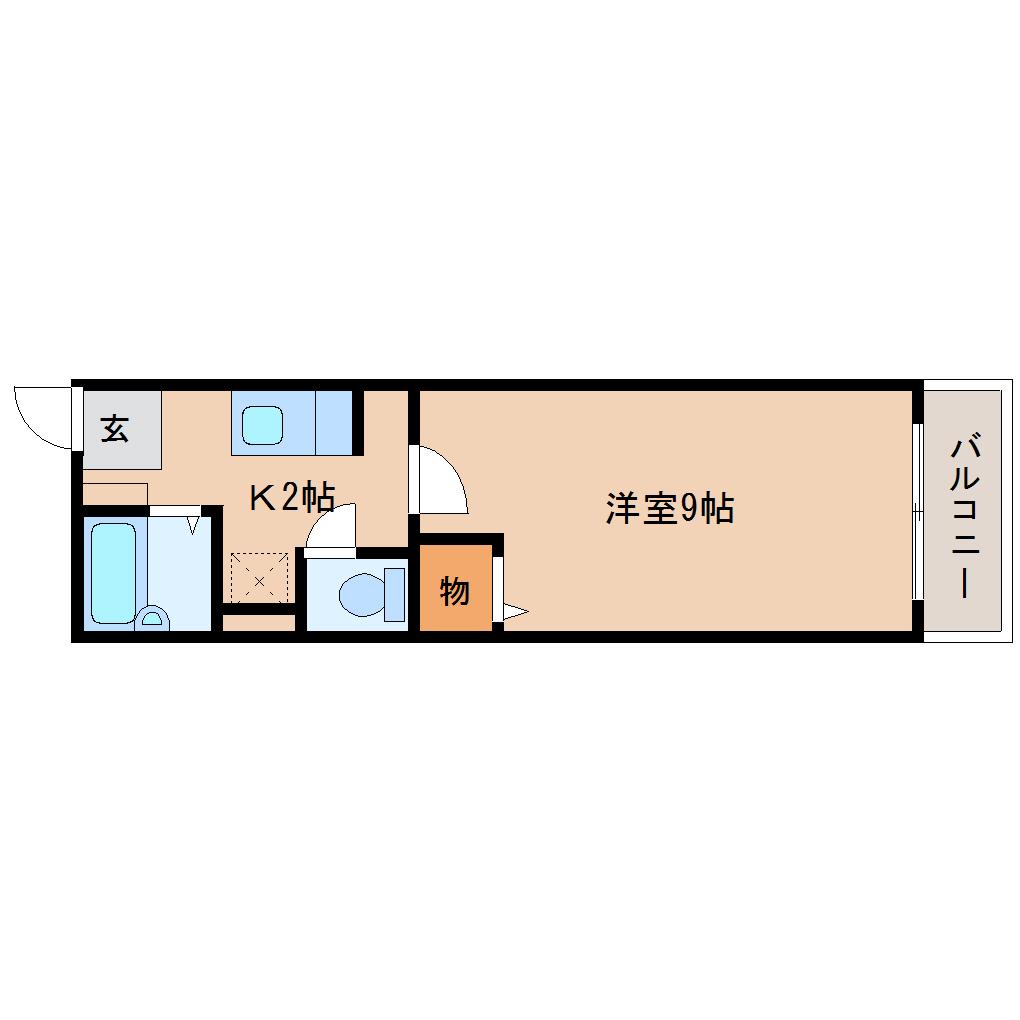 シャトレ木原II(1K/2階)の間取り写真