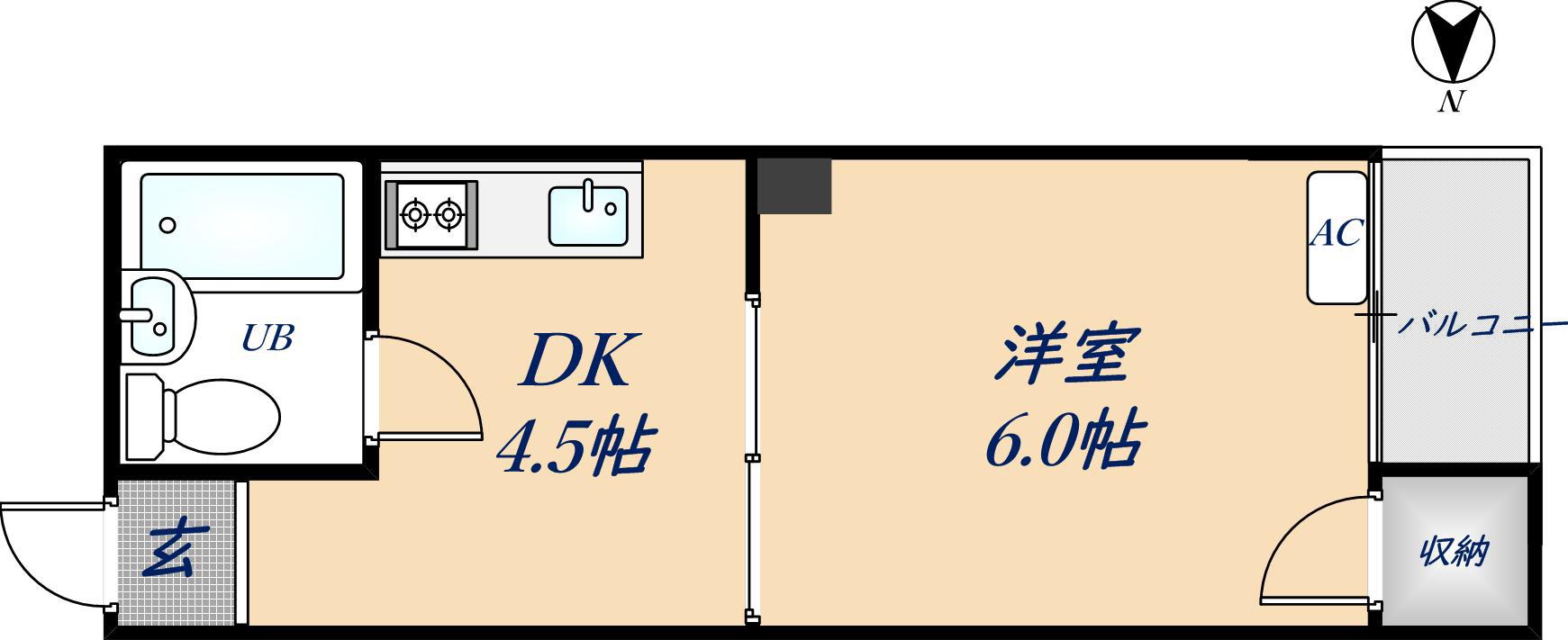 クオリティーライフマツイ(1DK/2階)の間取り写真