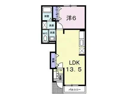 グランツ・モーデII(1LDK/1階)の間取り写真