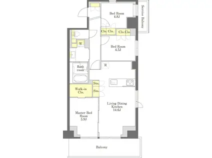 プライムメゾン江古田の杜イースト(3LDK/2階)の間取り写真