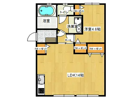 ブロッサムビル(1LDK/3階)の間取り写真