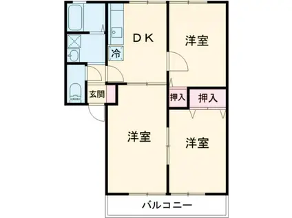 シティハイムアバンテ(3DK/2階)の間取り写真