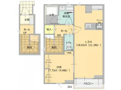 ノースヒルズ金屋A.B.C(1LDK/1階)の間取り写真