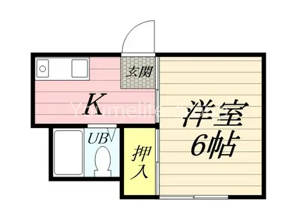 鈴川ハイツ II(ワンルーム/2階)の間取り写真