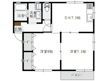 ドウエル白根A(2DK/1階)の間取り写真