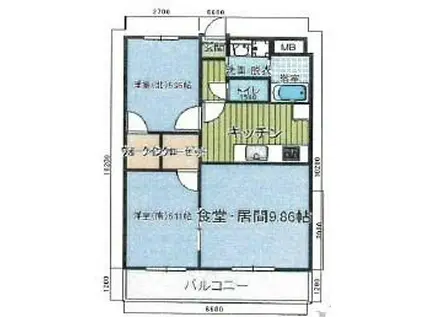 MOCAマンション(2LDK/3階)の間取り写真