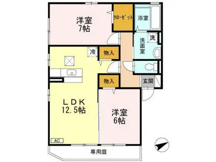 サニーヒル(2LDK/1階)の間取り写真