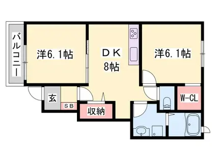 フェニーチェ(2DK/1階)の間取り写真