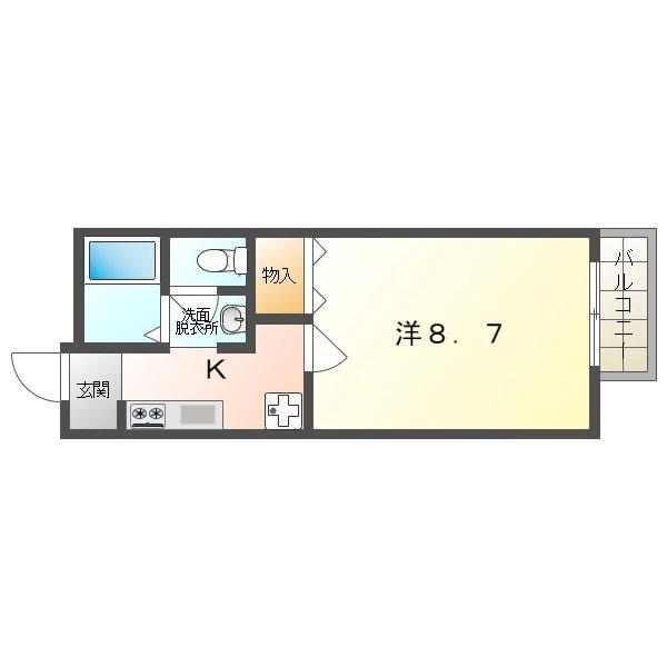メゾン ド ボヌール(1K/2階)の間取り写真