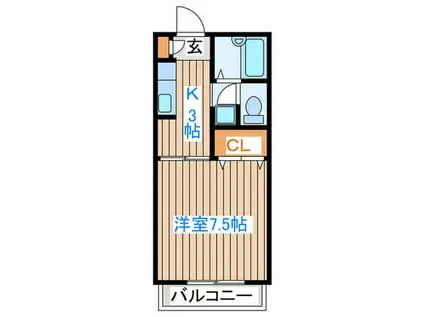 アネックス八木山(1K/2階)の間取り写真