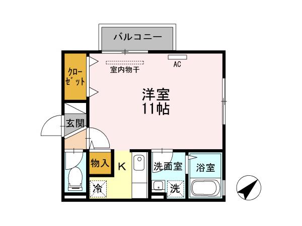 リビングタウン渡橋(1K/2階)の間取り写真