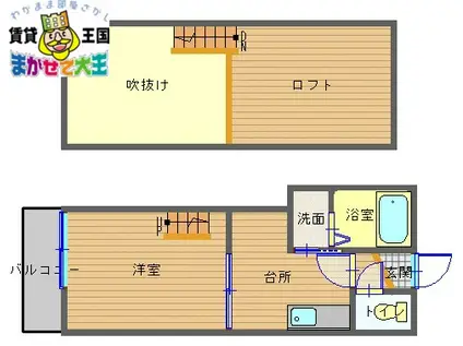 エヴァーグリーン江里町(1K/2階)の間取り写真