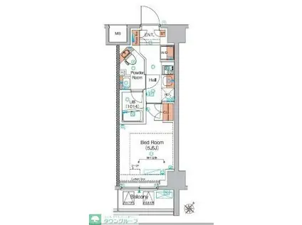 エストゥルース横浜蒔田(1K/10階)の間取り写真
