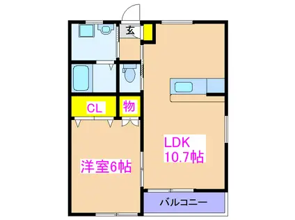 サンハイツ岡崎L(1LDK/2階)の間取り写真