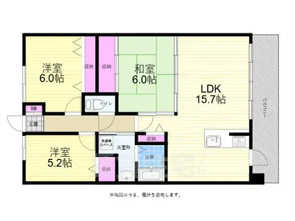 サーパス井口公園前(3LDK/4階)の間取り写真