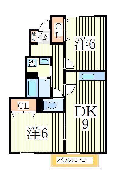 シャルマンおおたかの森(2DK/1階)の間取り写真
